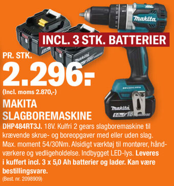 Stark Makita Slagboremaskine DHP484RT3J tilbud