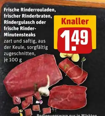 REWE DE Frische rinderrouladen, frischer rinderbraten, rindergulasch oder frische rinder- minutensteaks tilbud