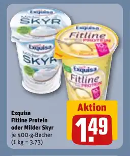 REWE DE EXQUISA Fitline protein oder milder skyr tilbud