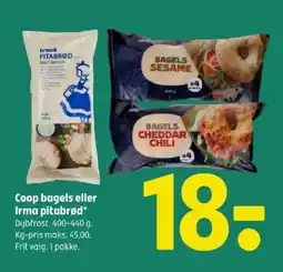 Coop 365 COOP Bagels eller irma pitabrød tilbud