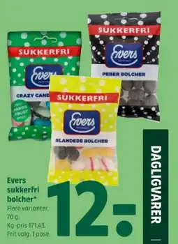 Coop 365 EVERS Sukkerfri bolcher tilbud
