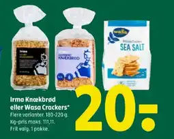 Coop 365 Irma knækbrød eller wasa crackers tilbud