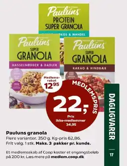 Coop 365 PAULUNS Granola tilbud