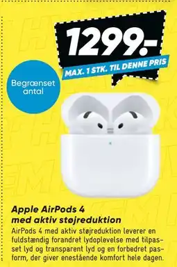 Bilka Apple AirPods 4 med aktiv støjreduktion tilbud