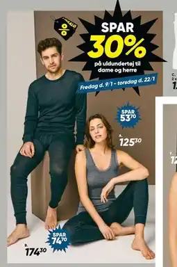 Bilka Spar 30% på uldundertøj til dame og herre tilbud