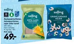Bilka Rødspættefileter, lakseportioner, rejer eller torsk tilbud