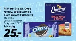 Bilka Pick up 4-pak, Oreo family, Wasa Runda eller Elovena biscuits tilbud