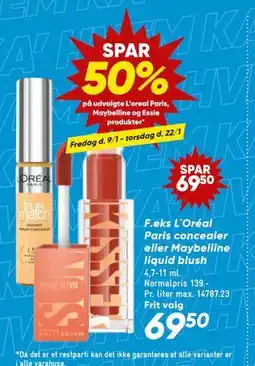 Bilka L´Oréal Paris concealer eller Maybelline liquid blush tilbud