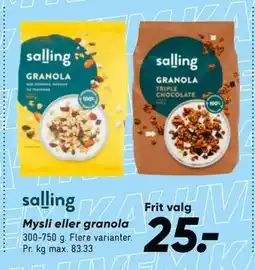Bilka Mysli eller granola tilbud