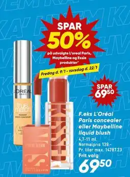 Bilka SPAR 50% på udvalgte L’oreal Paris, Maybelline og Essie produkter tilbud