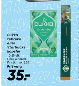 Bilka Pukka tebreve eller Starbucks kapsler tilbud