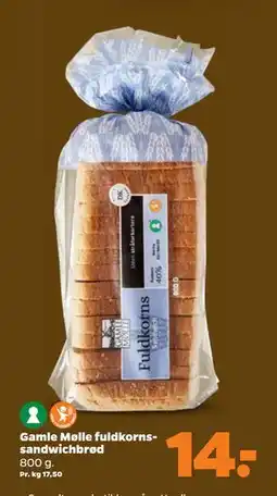 Netto Gamle Mølle fuldkornssandwichbrød tilbud