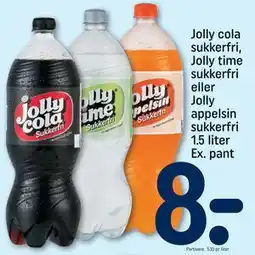 REMA 1000 Jolly cola sukkerfri, Jolly time sukkerfri eller Jolly appelsin sukkerfri tilbud