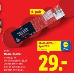 Lidl Makrel i tomat tilbud