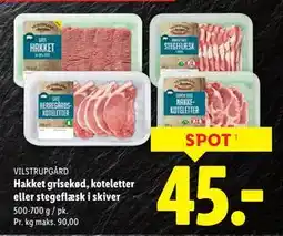 Lidl Hakket grisekød, koteletter eller stegeflæsk i skiver tilbud