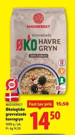 Lidl Økologiske grovvalsede havregryn tilbud