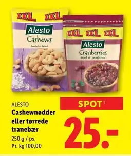 Lidl Cashewnødder eller tørrede tranebær tilbud