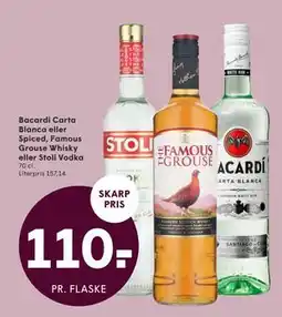 SPAR Bacardi Carta Blanca eller Spiced, Famous Grouse Whisky eller Stoli Vodka tilbud