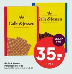SPAR Galle & Jessen Pålægschokolade tilbud