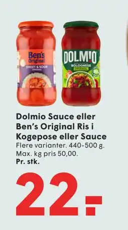 SPAR Dolmio Sauce eller Ben’s Original Ris i Kogepose eller Sauce tilbud