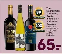 SPAR Thor Negroamaro Zinfandel, Crudo White eller Scràranto Governo tilbud