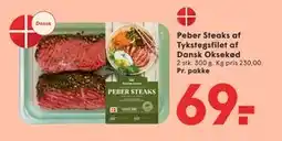 SPAR Peber Steaks af Tykstegsfilet af Dansk Oksekød tilbud