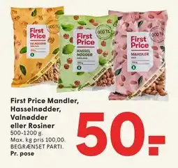 SPAR First Price Mandler, Hasselnødder, Valnødder eller Rosiner tilbud