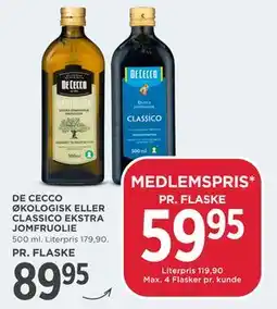 MENY DE CECCO ØKOLOGISK ELLER CLASSICO EKSTRA JOMFRUOLIE tilbud