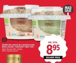 MENY GRØN BALANCE ØLLINGEGAARD ØKOLOGISK YOGHURT MED TOP tilbud