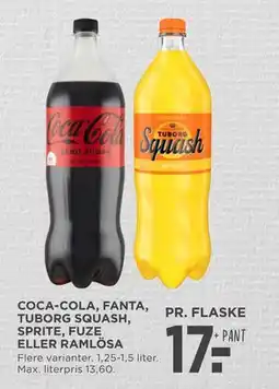 MENY COCA-COLA, FANTA, TUBORG SQUASH, SPRITE, FUZE ELLER RAMLÖSA tilbud