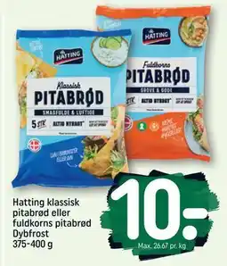 REMA 1000 Hatting klassisk pitabrød eller fuldkorns pitabrød Dybfrost 375-400 g tilbud