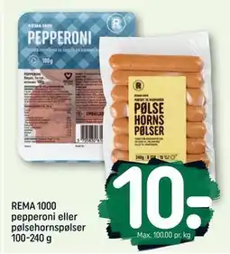 REMA 1000 REMA 1000 pepperoni eller pølsehornspølser 100-240 g tilbud
