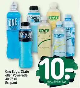 REMA 1000 One Edge, State eller Powerade 40-75 cl Ex. pant tilbud