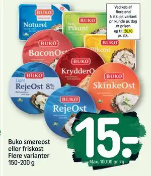 Buko smøreost eller friskost Flere varianter 150-200 g