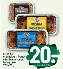 REMA 1000 Stryhn's grovhakket, fransk eller bacon-peber leverpostej 275-400 g tilbud