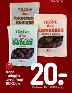 REMA 1000 Trope økologisk tørret frugt 100-250 g tilbud