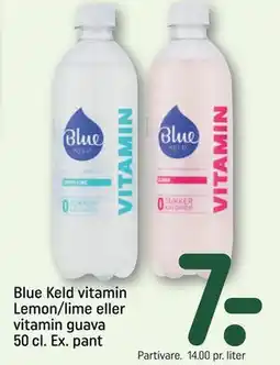 REMA 1000 Blue Keld vitamin Lemon/lime eller vitamin guava 50 cl. Ex. pant tilbud