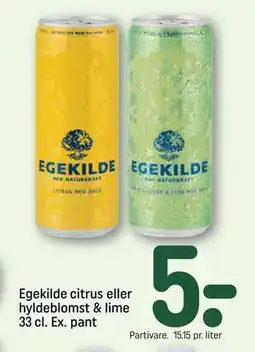 REMA 1000 Egekilde citrus eller hyldeblomst & lime 33 cl. Ex. pant tilbud