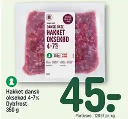 REMA 1000 Hakket dansk oksekød 4-7% Dybfrost 350 g tilbud