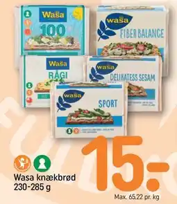 REMA 1000 Wasa knækbrød 230-285 g tilbud