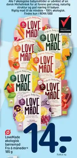 REMA 1000 LoveMade økologisk børnemad Fra 6 måneder+ 185 g tilbud