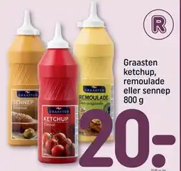 REMA 1000 Graasten ketchup, remoulade eller sennep 800 g tilbud
