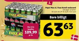 Løvbjerg Pepsi Max el. Faxe Kondi sodavand tilbud