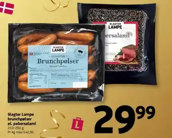 Løvbjerg Slagter Lampe brunchpølser el. pebersalami tilbud