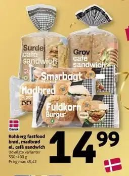 Løvbjerg Kohberg fastfood brød, madbrød el. café sandwich tilbud