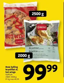 Løvbjerg Rose kylling brystfilet el. hot wings tilbud