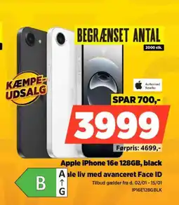 Power Apple iPhone 16e 128GB, black IP16E128GBLK tilbud