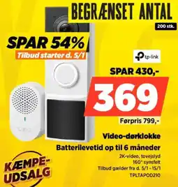 Power Video-dørklokke TPLTAPOD210 tilbud