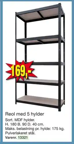 Harald Nyborg Reol med 5 hylder tilbud