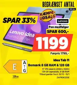 Power Lenovo idea Tab 11 ZAFR0632SE tilbud